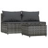 vidaXL Set Divani da Giardino 3 pz con Cuscini in Polyrattan Grigio