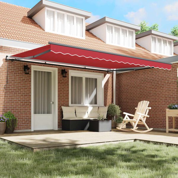 vidaXL Tenda Retrattile Rosso 450 &times; 350 cm Poliestere e Acciaio