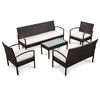 vidaXL Set Divani da Giardino 5 pz con Cuscini in Polyrattan Marrone