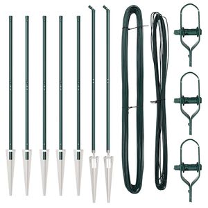 vidaXL Palo della recinzione 7 pcs Verde Acciaio