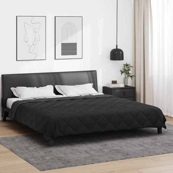 vidaXL Duvet Estivo Nero e antracite 220 x 200 cm Microfibra