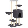 vidaXL Albero per Gatti con Tiragraffi in Sisal Grigio Scuro 117 cm