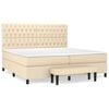 vidaXL Giroletto a Molle con Materasso Crema 200x200 cm in Tessuto