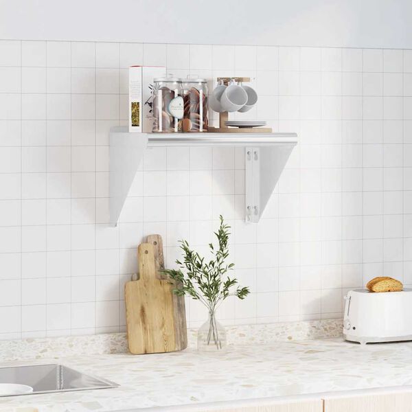 vidaXL Mensola a Muro 50x30x31 cm Argento in Acciaio Inossidabile