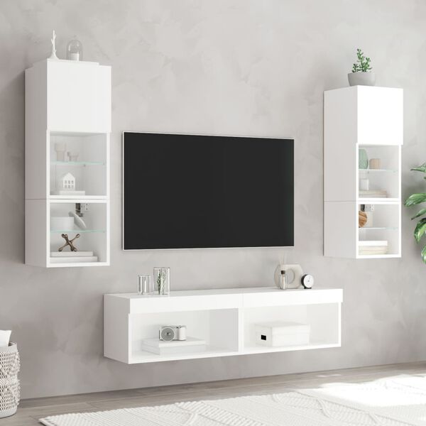 vidaXL Mobili TV con Luci LED 2pz Bianchi 60x30x30 cm