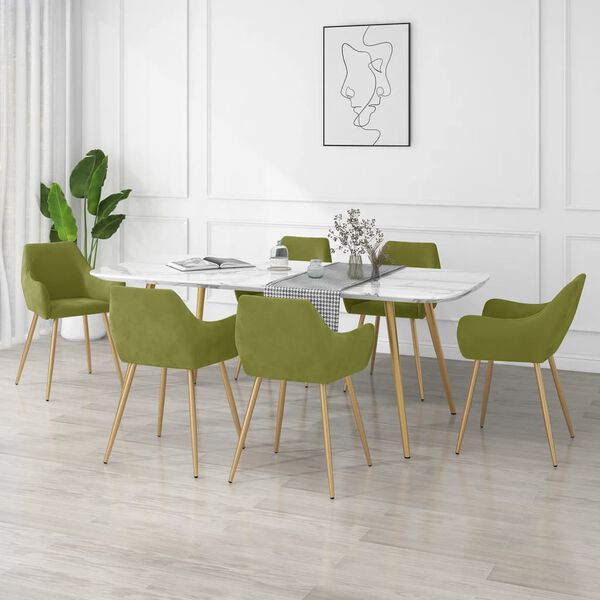 vidaXL Sedie da Pranzo 6 pz Verde Chiaro in Velluto