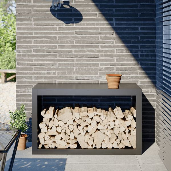 vidaXL Rastrelliera per Legna da Ardere Antracite 100x40x60 cm Acciaio