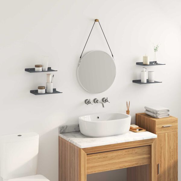 vidaXL Mensola sospesa 4 pcs Antracite 30 x 18 x 2,5 cm Acciaio