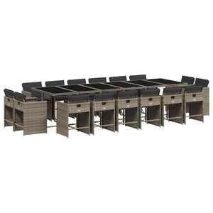 vidaXL Set da Pranzo da Giardino 17pz con Cuscini Grigio in Polyrattan