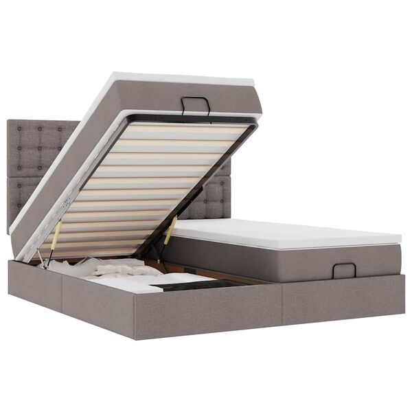 vidaXL Struttura Letto Pouf con Materassi Tortora 180x200cm in Tessuto