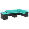 vidaXL Set Divani da Giardino 11 pz con Cuscini Nero in Polyrattan