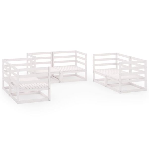 vidaXL Set Divani da Giardino 6 pz Bianco in Legno Massello di Pino