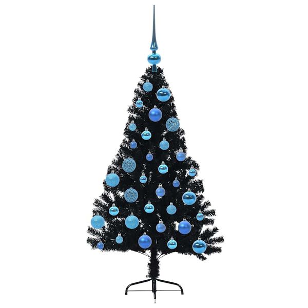 vidaXL Albero di Natale artificiale con luci integrate Nero 120 cm PVC