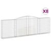 vidaXL Cesti Gabbioni ad Arco 8 pz 400x30x120/140 cm Ferro Zincato