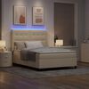 vidaXL Letto a Sorgente LED con materasso Crema 160 x 200 cm Tessuto