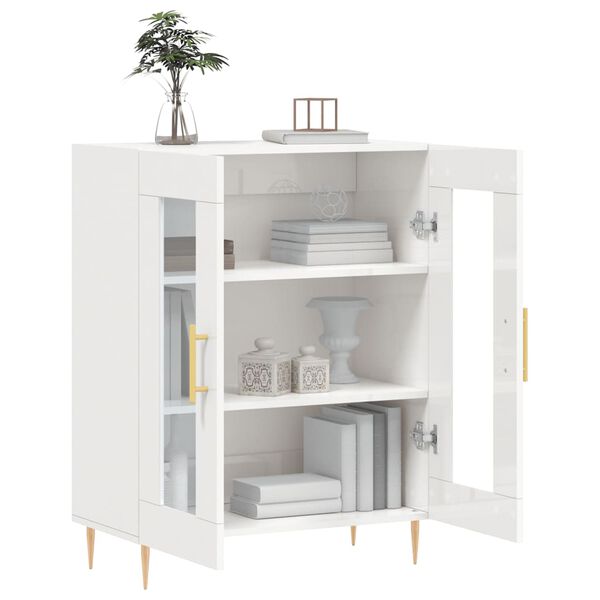 vidaXL Credenza 69,5x34x90 cm in Legno Multistrato Bianco Lucido