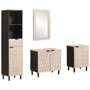 vidaXL Set da Bagno con cassetto 4 pcs Finitura Bianco Lavato