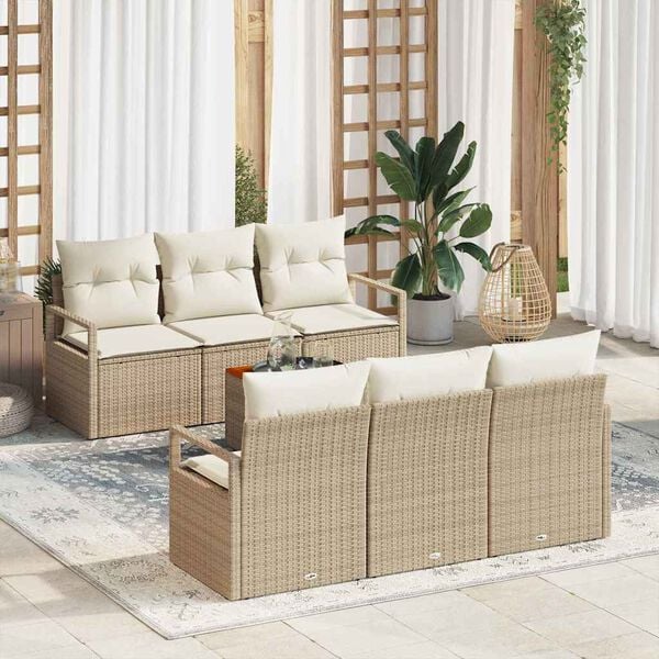 vidaXL Set Divano da Giardino 7 pcs Beige e bianco