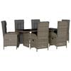 vidaXL Set da Pranzo da Giardino 7 pz con Cuscini in Polyrattan Grigio