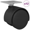 vidaXL Rullo girevole 12 pz Nero 39,5 x 39,5 x 37,8 mm Ferro e PP