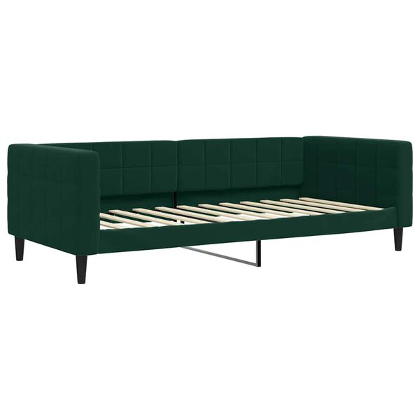 vidaXL Divano Letto con Materasso Verde Scuro 90x200 cm in Velluto