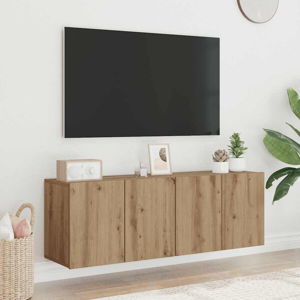 vidaXL Mobili TV a Parete 2pz Rovere Artigianale 60x30x41 cm