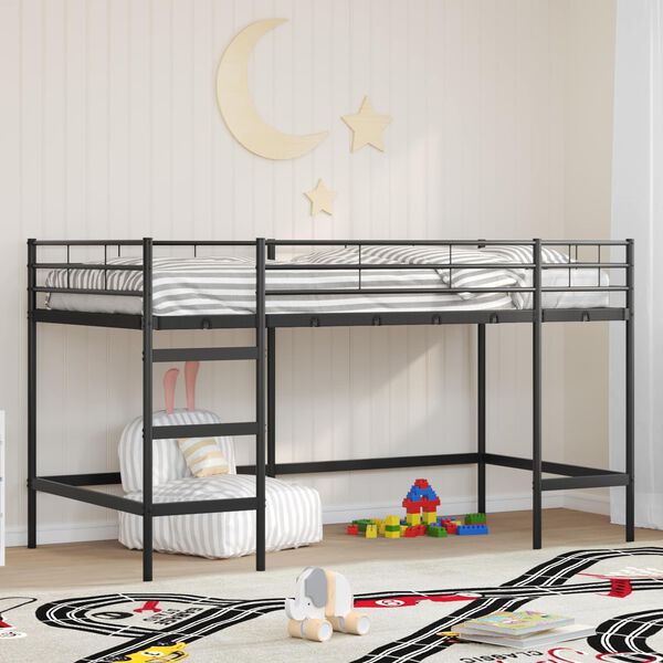 vidaXL Struttura del letto loft per bambini Nero 99,5 x 200 cm Acciaio