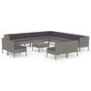 vidaXL Set Divani da Giardino 14 pz con Cuscini in Polyrattan Grigio