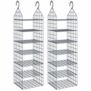 vidaXL Organizer per Armadio da Appendere con 7 Ripiani 2 pz