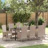 vidaXL Set da Pranzo per Giardino con cuscino 9 pcs Beige polyrattan