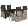 vidaXL Set da Pranzo da Giardino 5 pz con Cuscini in Polyrattan Grigio