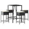 vidaXL Set Bar da Giardino 5 pz con Cuscini in Polyrattan Nero