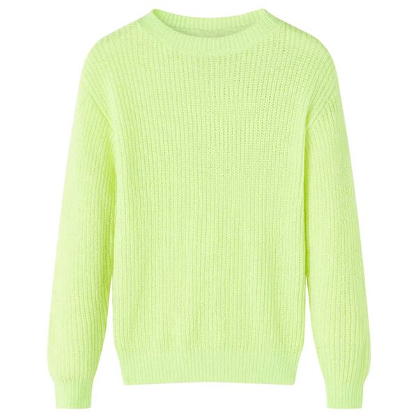 Maglione da Bambina Lavorato a Mano Giallo Neon 128