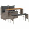 vidaXL Set da Pranzo da Giardino 3 pz con Cuscini in Polyrattan Grigio