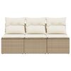 vidaXL Divano da Giardino con Cuscini a 3 Posti Beige in Polyrattan