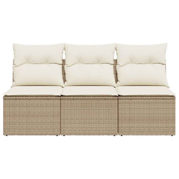 vidaXL Divano da Giardino con Cuscini a 3 Posti Beige in Polyrattan