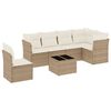 vidaXL Set Divani da Giardino 7 pz con Cuscini Beige in Polyrattan