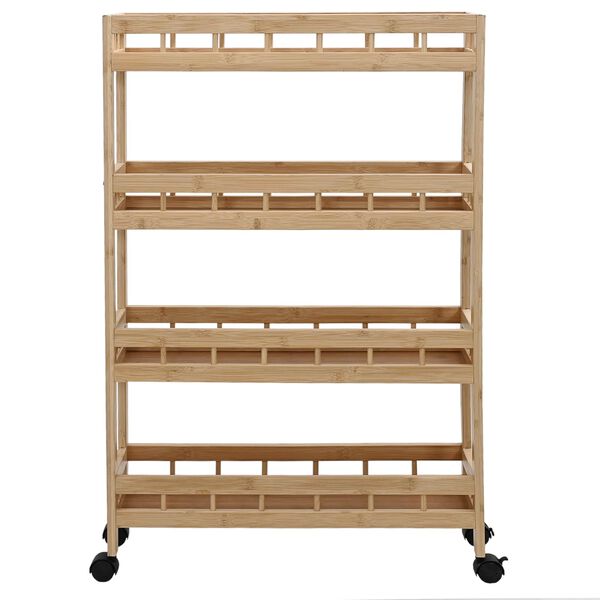 vidaXL Carrello da Cucina con Ruote Naturale 60 x 18 x 97 cm Bamb&ugrave;