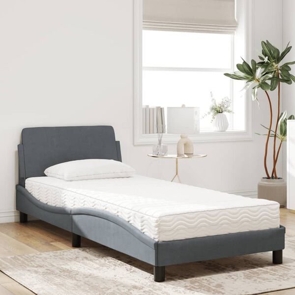 vidaXL Letto con Materasso Dover Grigio Scuro 80x200 cm in Velluto