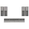 vidaXL Set Mobili TV a Muro 7 pz con Luci LED Grigio Sonoma