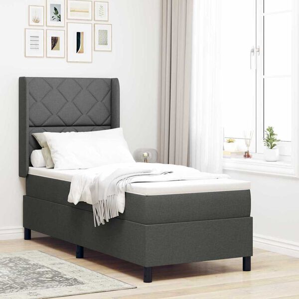 vidaXL Letto a molle con materasso Grigio scuro 200 x 80 cm Tessuto