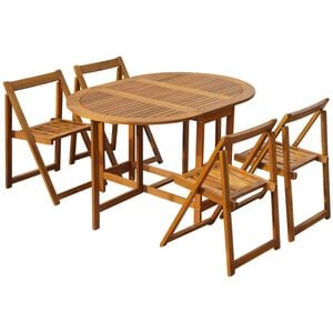 vidaXL Set da Pranzo da Giardino 5 pz Pieghevole in Massello di Acacia
