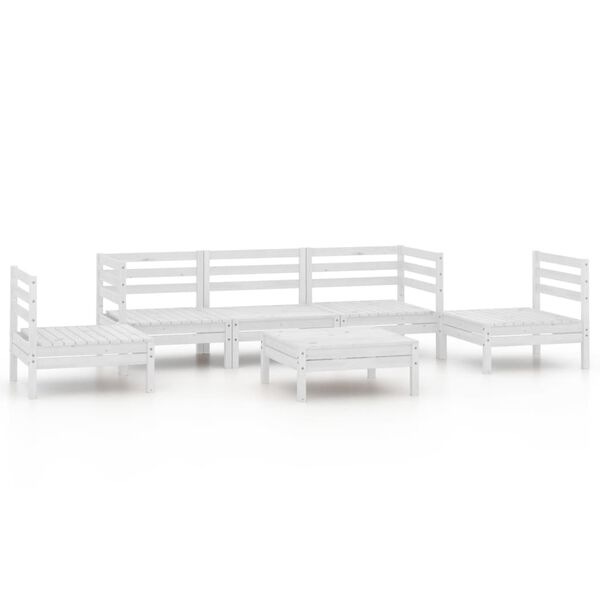 vidaXL Set Divani da Giardino 6 pz Bianco in Legno Massello di Pino