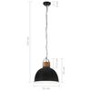 vidaXL Lampada Soffitto Industriale Nera Rotonda 51 cm E27 Legno Mango