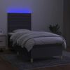 vidaXL Letto a Molle Materasso e LED Grigio Scuro 100x200cm in Tessuto