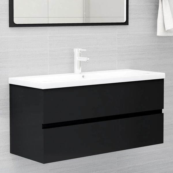 vidaXL Mobile con Lavabo Integrato Nero in Legno Multistrato