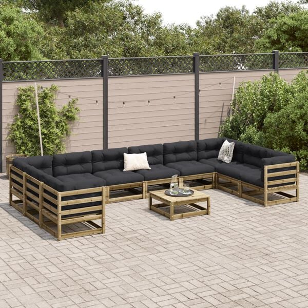 vidaXL Set Divani da Giardino 11 pz in Legno Impregnato di Pino