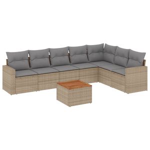 vidaXL Set Divano da Giardino 8 pz con Cuscini Beige Misto Polyrattan