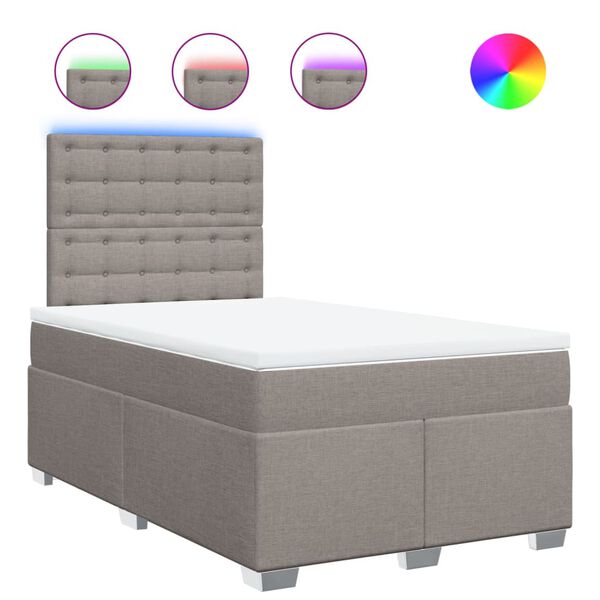 vidaXL Giroletto a Molle con Materasso Tortora 120x190 cm in Tessuto