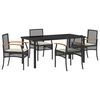 vidaXL Set da Pranzo per Giardino con cuscino 5 pcs Nero Rattan